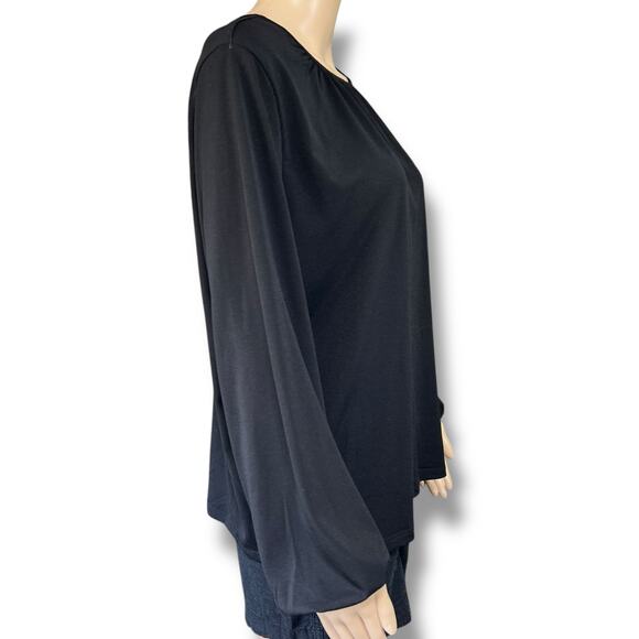 H&M Womens Blouse Top Shirt Pullover Balloon Sleeve Stretch Relaxed Fit Black M - Picture 2 of 12